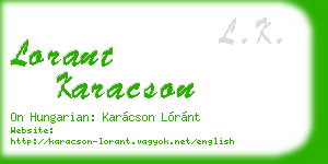 lorant karacson business card
